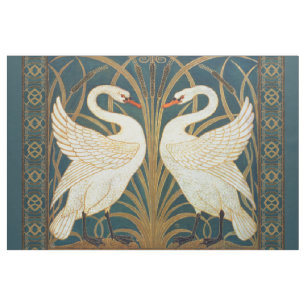 Walter Crane Swan, Rush And Iris Art Nouveau Fabric