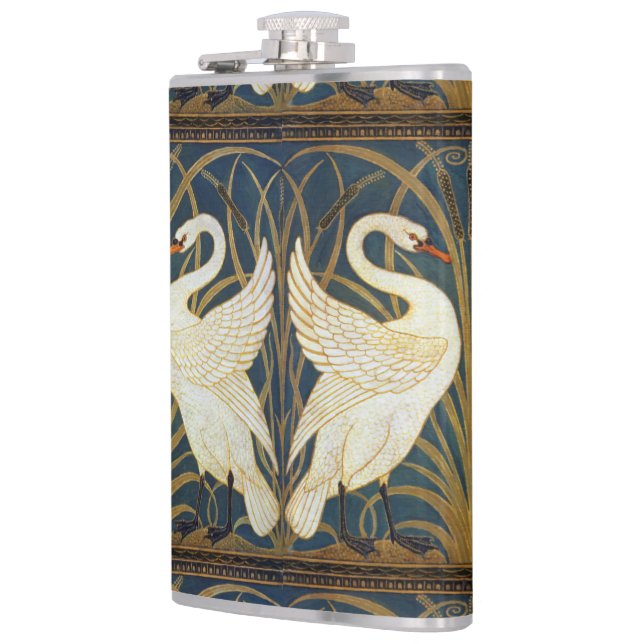 Walter Crane - Swan, Rush And Iris Art Nouveau Hip Flask (Left)