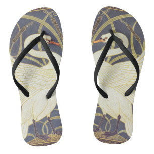 Walter Crane Swan, Rush And Iris Art Nouveau Jandals