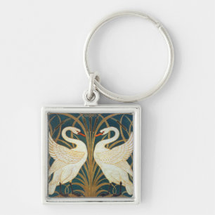 Walter Crane Swan, Rush And Iris Art Nouveau Key Ring