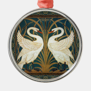 Walter Crane Swan, Rush And Iris Art Nouveau Metal Tree Decoration