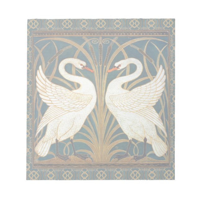 Walter Crane Swan, Rush And Iris Art Nouveau Notepad (Front)