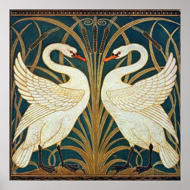 Walter Crane Swan, Rush And Iris Art Nouveau  Poster (Front)