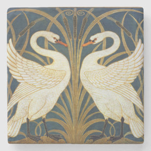 Walter Crane Swan  Rush And Iris Art Nouveau Stone Coaster