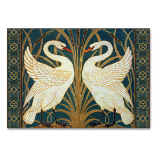 Walter Crane Swan, Rush And Iris Art Nouveau Table Number