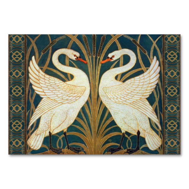Walter Crane Swan, Rush And Iris Art Nouveau Table Number (Front)