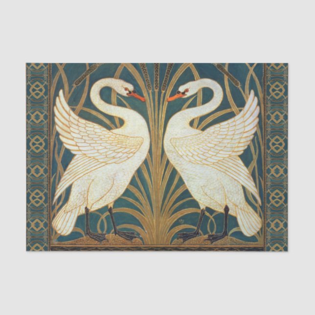 Walter Crane Swan, Rush And Iris Art Nouveau Tissue Paper (Front)
