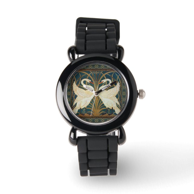 Walter Crane Swan, Rush And Iris Art Nouveau Watch (Front)