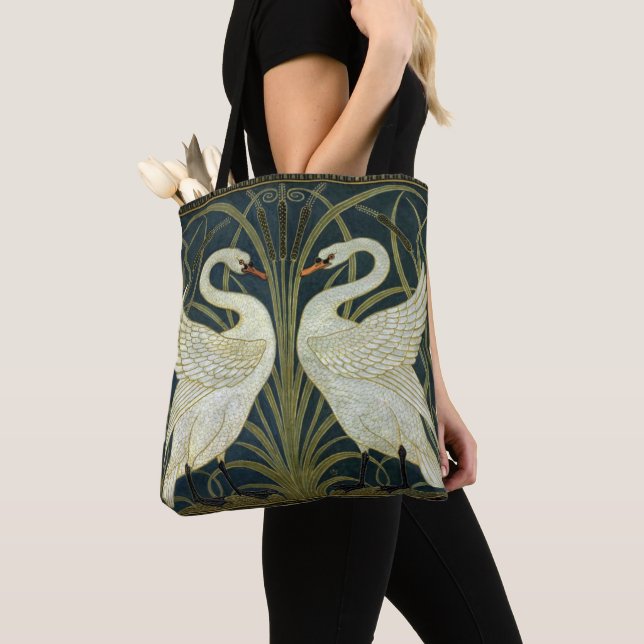 Walter Crane Swan & Rush and Iris Victorian  Tote Bag (Close Up)