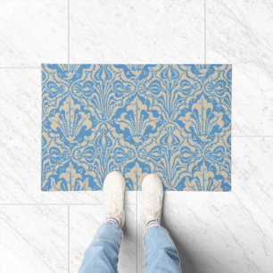 Walter Crane Vintage Blue Seed and Flower Art Doormat