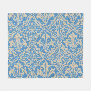 Walter Crane Vintage Blue Seed and Flower Art Fleece Blanket
