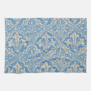 Walter Crane Vintage Blue Seed and Flower Art Tea Towel