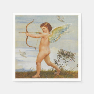 Walter Crane Vintage Cupid with Bow Art Napkin