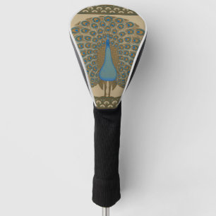 Walter Crane Vintage Gold Blue Peacock Art Golf Head Cover