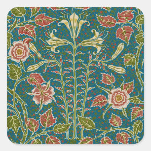 Walter Crane Vintage Lily and Rose Floral Square Sticker