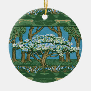 Walter Crane Vintage May Tree Forest Wallpaper Ceramic Tree Decoration