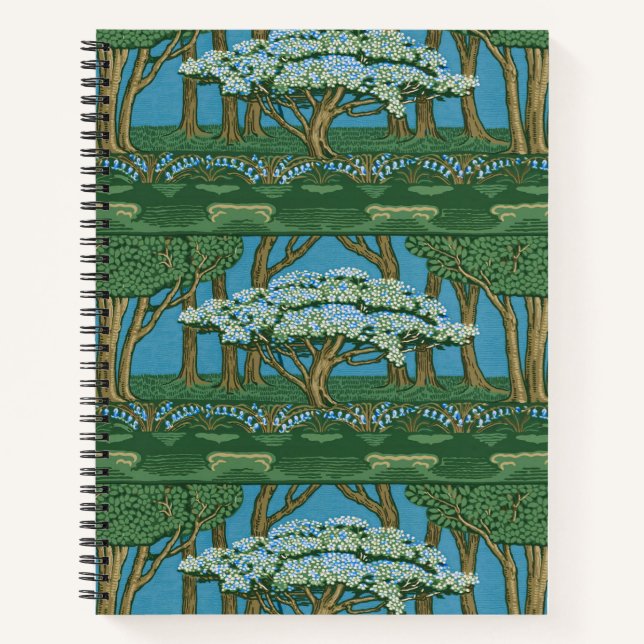 Walter Crane Vintage May Tree Forest Wallpaper Notebook (Front)