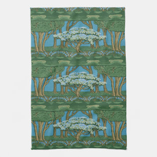 Walter Crane Vintage May Tree Forest Wallpaper Tea Towel