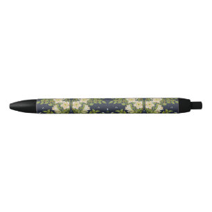 Walter Crane Vintage Navy White Lily Pattern Black Ink Pen