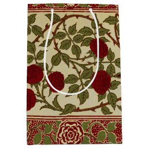 Walter Crane Vintage Rosamund Red Rose Floral Art Medium Gift Bag