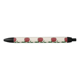 Walter Crane Vintage Saxon Red Rose Pattern Black Ink Pen