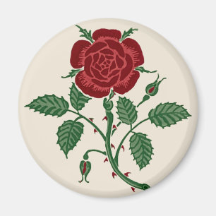 Walter Crane Vintage Saxon Red Rose Pattern Magnet