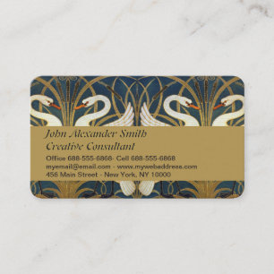 Walter Crane Vintage Swan and Iris Art Nouveau Business Card