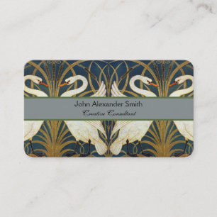 Walter Crane Vintage Swan and Iris Art Nouveau Business Card