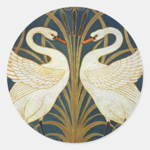 Walter Crane Vintage Swan and Iris Art Nouveau Classic Round Sticker