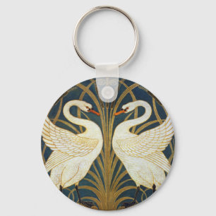Walter Crane Vintage Swan and Iris Art Nouveau Key Ring
