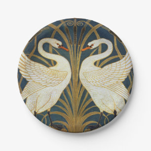 Walter Crane Vintage Swan and Iris Art Nouveau Paper Plate