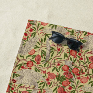 Walter Crane White Cockatoo Red Pomegranate Art Beach Towel