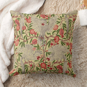 Walter Crane White Cockatoo Red Pomegranate Art Cushion
