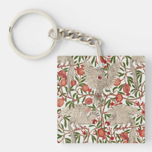 Walter Crane White Cockatoo Red Pomegranate Art Key Ring