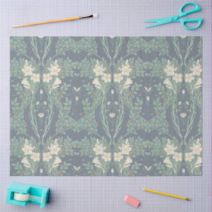 Walter Crane White Lily-Blue Back Shower Curtain Tissue Paper