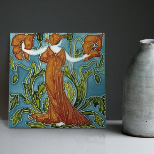 Walter Crane's Enchanted Garden Art Nouveau Floral Tile