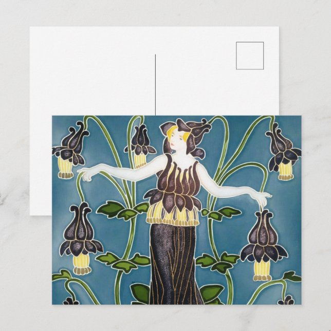 Walter Crane's Flora Art Nouveau Postcard (Front/Back)