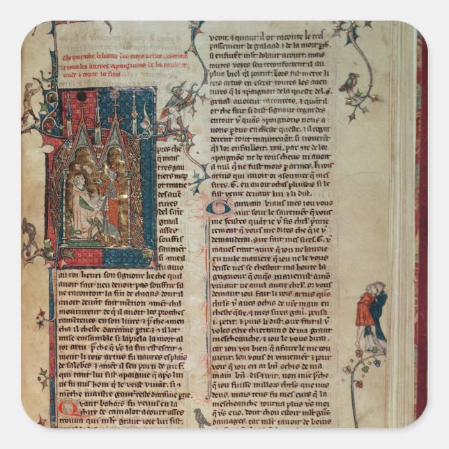 Walter Map taking down a story of the adventures Square Sticker (Front)