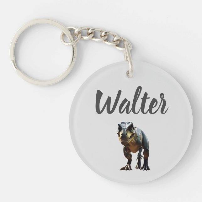 Walter Name With T Rex Dinosaur, Key Ring (Front)
