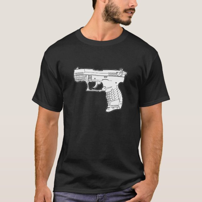 walter p22 gun firearm stencil graphic t-shirt (Front)