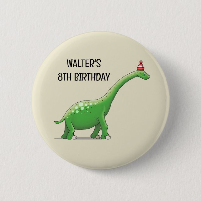 Walter the Dinosaur 6 Cm Round Badge (Front)