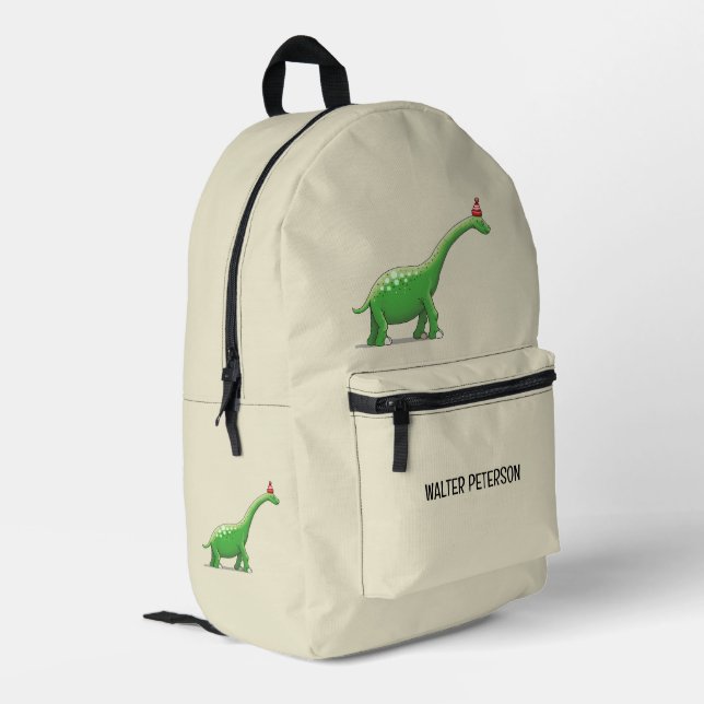 Walter the Dinosaur Printed Backpack (Back Corner Left)