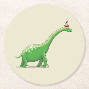 Walter the Dinosaur Round Paper Coaster