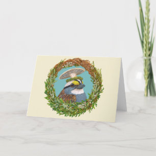 Walter the sparrow in wpring wreath card