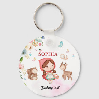  waltercolor Little Red Riding Hood birthday plate Key Ring
