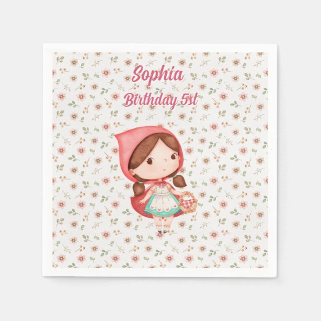  waltercolor little red riding hood floral wrappin napkin (Front)