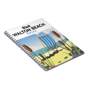Walton Beach, Essex Seaside travel poster Notebook