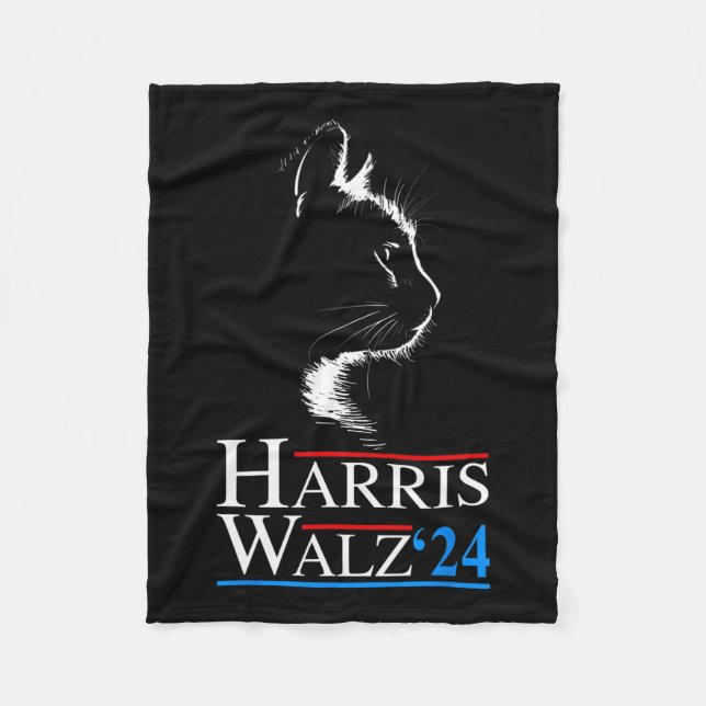 Waltz 2024 Cat Election Kamala Harris Tim Walz 202 Fleece Blanket (Front)