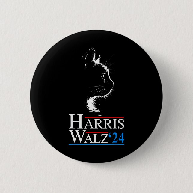 Waltz 2024 Election Funny Cat Kamala Harris Tim WA 6 Cm Round Badge (Front)