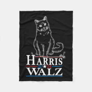 Waltz 2024 Election Funny Cat Kamala Harris Tim WA Fleece Blanket